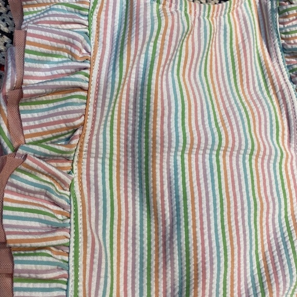 Ruffle Butts toddler Swim Suit size 3T pastel stripes with pink bow - Picture 6 of 8
